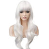 Picture of BERON 26 Inches White Wig Long Wavy Wig with Bangs Synthetic Wig Long Wig White Wigs for Daily Party with Wig Cap