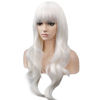 Picture of BERON 26 Inches White Wig Long Wavy Wig with Bangs Synthetic Wig Long Wig White Wigs for Daily Party with Wig Cap