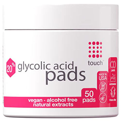 Picture of 20% Glycolic Acid Pads Exfoliating And Resurfacing AHA Peel Face Wipes - Great for Anti-Aging, Dullness, Pores, Acne Scars, Fine Wrinkles, Uneven Skin Tone & Texture, Hyperpigmentation, 50 Count