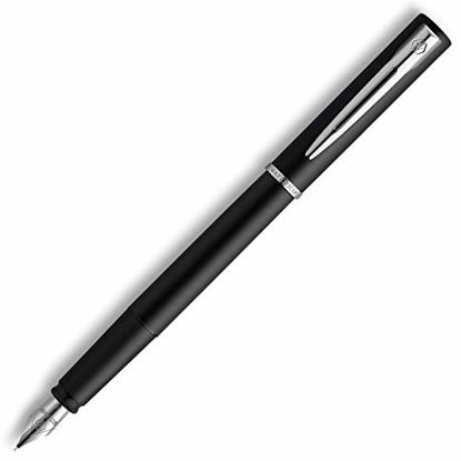 Picture of Waterman Graduate Allure Fountain Pen, Black Lacquer, Fine Nib, Blue Ink, Gift Box