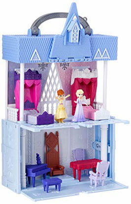 Picture of Disney Frozen Pop Adventures Arendelle Castle Playset with Handle, Including Elsa Doll, Anna Doll, & 7 Accessories - Toy for Kids Ages 3 & Up , Blue