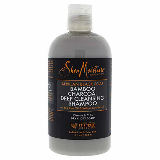 Picture of Shea Moisture African Black Soap Bamboo Charcoal Deep Cleansing Shampoo 13 OZ./384 mL