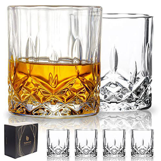 Picture of Triplorare Whiskey glasses set of 6, 11 OZ, Old-Fashioned Whiskey glasses, Rum glasses, Bar whiskey glasses, Glasses for Scotch (Rock glasses set of 6)