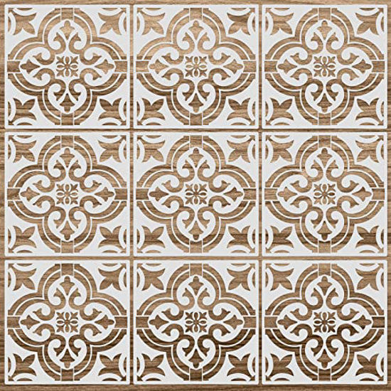 Picture of Mandala Reusable Stencil 12 x 12 Inches Wall Templates Tile Pattern Stencil Mandala Drawing Templates for DIY Scrapbooks Wall Floor Home Decors (6 Pieces)