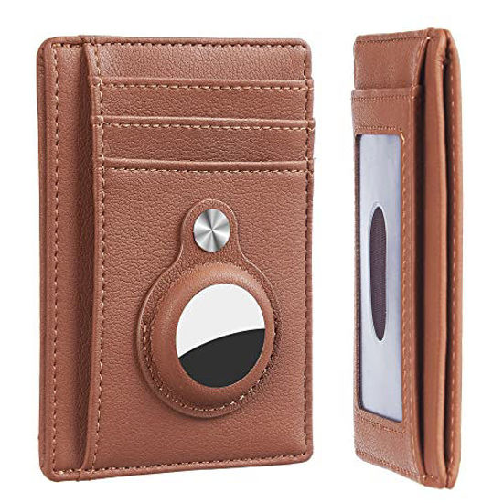 Picture of Hawanik Slim Minimalist Wallet Front Pocket Wallet with Built-in Holder for AirTag