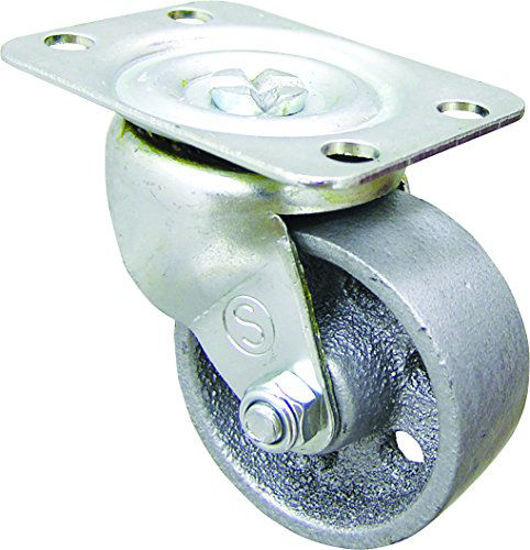 Picture of Shepherd Hardware 9174 2-Inch Cast Iron Swivel Plate Caster, 125-lb Load Capacity,Silver