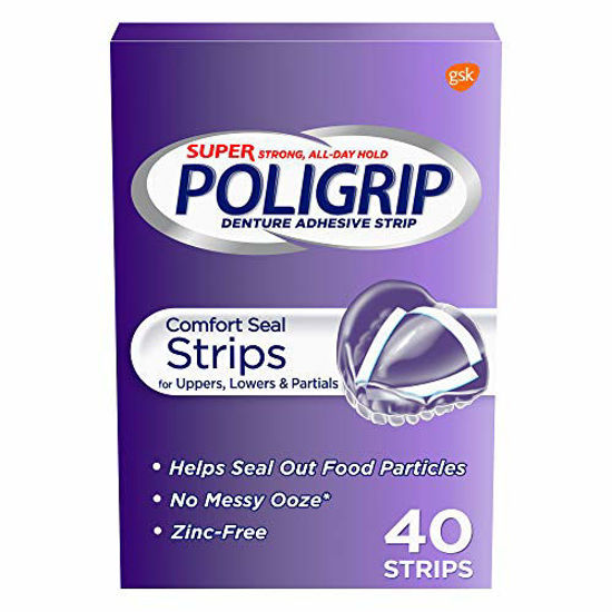 Picture of Super Poligrip Comfort Seal Denture and Partials Adhesive Strips, 40 Count (Pack of 4)