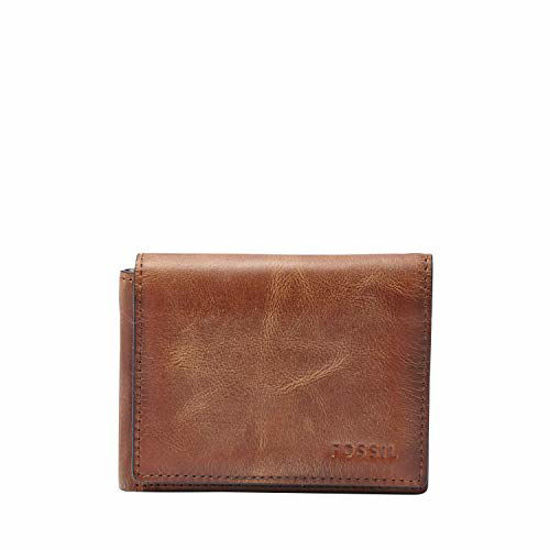 Picture of Fossil Men's Derrick Leather RFID-Blocking Execufold Trifold Wallet, Brown, (Model: ML3700200)