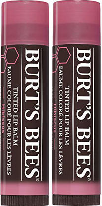 Picture of Burt's Bees Lip Balm, Tinted Moisturizing Lip Care, for Dry Lips, 100% Natural, With Shea Butter, Hibiscus (2 Pack)