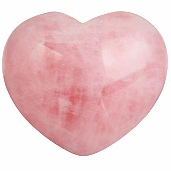 Picture of Rockcloud Healing Crystal Natural Rose Quartz Heart Love Carved Palm Worry Stone Chakra Reiki Balancing