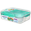 Picture of Sistema Bento Box Adult Lunch Box with 2 Compartments, Sandwhich Container, and Salad Dressing Container, Dishwasher Safe, Color May Vary