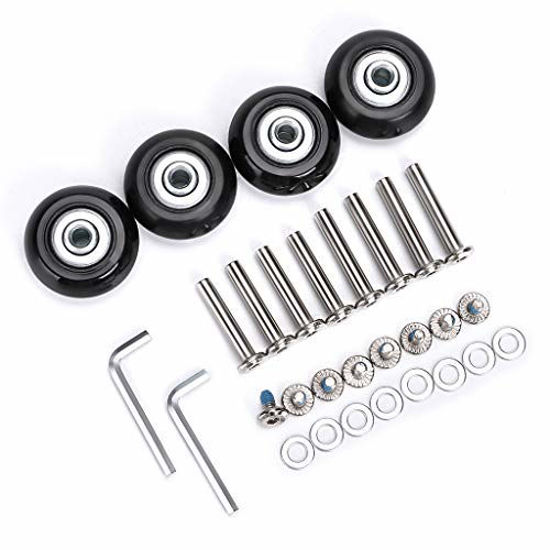 Picture of OwnMy 45mm x 18mm Luggage Suitcase Replacement Wheels, Rubber Swivel Caster Wheels Bearings Repair Kits, A Set of 4