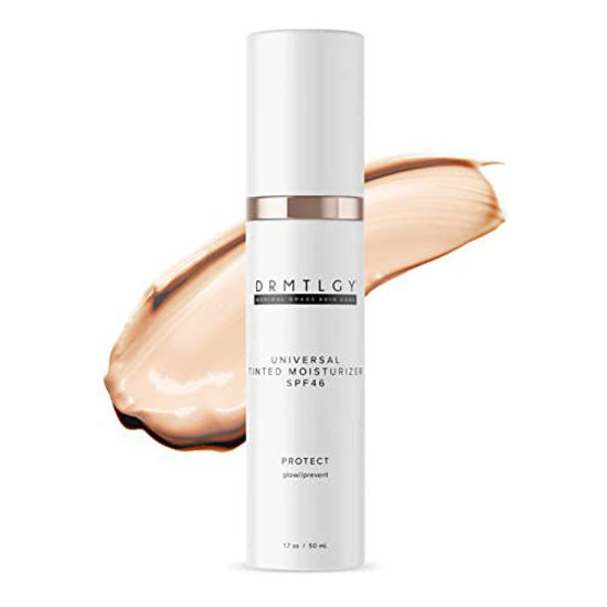 Picture of DRMTLGY Anti-Aging Tinted Moisturizer with SPF 46. Universal Tint. All-In-One Face Sunscreen and Foundation with Broad Spectrum Protection Against UVA and UVB Rays. 1.7 oz