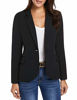 Picture of Women's Notched Lapel Neck Long Sleeves One Button Pockets Blazer Jacket Wear to Work Suit New Black Size XL