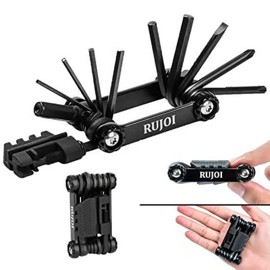 Picture of RUJOI 14-in-1 Bike Multi Tool with Chain Breaker Tool Kit,Bike Repair Tool Set with Allen,Torx Wrench,Phllips and Flat Screw.Bike Tool with Chain Quick Link for Mountain, Road Bicycle
