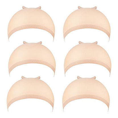 Picture of Wig Caps, IKOCO 6Pcs Beige Wig Caps Stocking Caps for Wigs Stretchy Nylon Wig Caps for Women