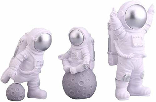 Picture of 3pcs Astronaut Desktop Ornaments Resin Spaceman Figure Toy Cake Topper Tabletop Ornament for Kids Party Gift Decor