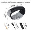 Picture of Garlic Press Rocker Stainless Steel Garlic Mincer Garlic Crusher Garlic Chopper with Peeler and Scraper Brush for Smash Garlic