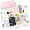 Picture of CICIMELON Large Capacity Pencil Case 3 Compartment Pouch Pen Bag for School Teen Girl Boy Men Women (Pink)