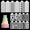 Picture of DI QIU REN 16PCS Cake Decorating Stencils & Templates, Large Floral Cake Printing Fine Hollow Lace Cookie Fondant Dessert Cake Templates, Side Baking Mesh Stencil Tool for Cake Decor (Large)