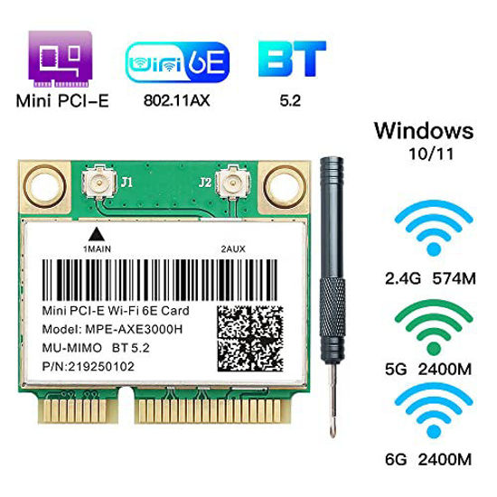 Getuscart Wi Fi 6e Half Mini Pci E Wifi Network Card 80211ax Ac Mpe Axe3000h 24ghz 5ghz 6ghz 4834