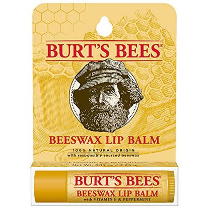 Picture of Burt's Bees 100% Natural Origin Moisturizing Lip Balm, Original Beeswax with Vitamin E & Peppermint Oil 0.15 Ounce Tube