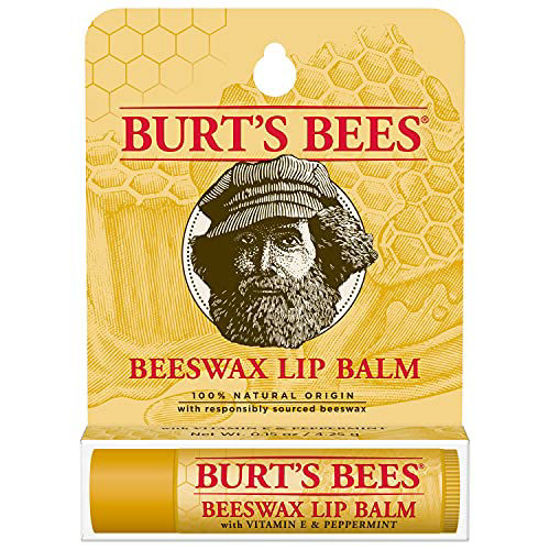 Picture of Burt's Bees 100% Natural Origin Moisturizing Lip Balm, Original Beeswax with Vitamin E & Peppermint Oil 0.15 Ounce Tube