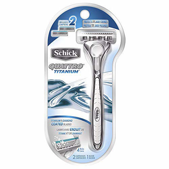 Picture of Schick Quattro Razor & Cartridges, Titanium Coated Blades, 1 Razor, 2 Cartridges , Packaging May Vary