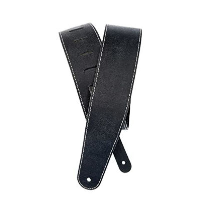 Picture of D'Addario Accessories Leather Guitar Strap - Guitar Accessories - Electric Guitar Strap, Acoustic Guitar Strap, Acoustic Electric Guitar Strap & Bass Guitar Strap - Stonewashed - Black