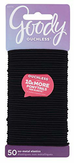 Picture of Goody Women's Ouchless Elastics, Black, 50 Count, 2MM for Finer Hair