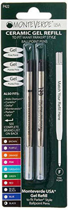 Picture of Monteverde Capless Gel Ballpoint Refill to Fit Parker Ballpoint Pens, Fine Point, Black, 2 per Pack (P422BK)