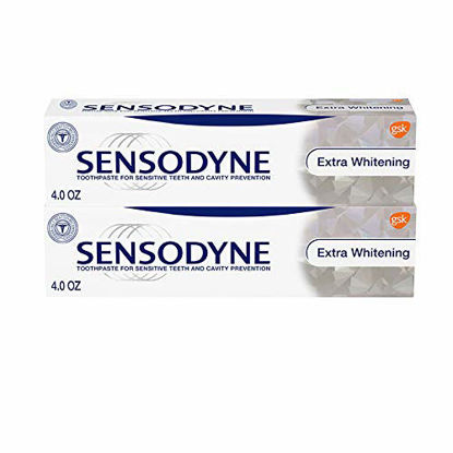 Picture of Sensodyne Toothpaste for Sensitive Teeth & Cavity Protection, Extra Whitening 4 Ounce (Pack of 2) (08416)