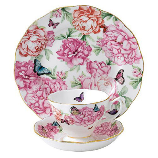 Picture of Royal Albert Miranda Kerr Gratitude 3-Piece Set, (Teacup, Saucer & Plate 8"), White with Multicolor Print