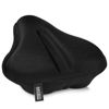 Picture of Bikeroo Bike Seat Cushion - Padded Gel Wide Adjustable Cover for Men & Womens Comfort, Compatible with Peloton, Stationary Exercise or Cruiser Bicycle Seats, 11in X 10in (Black)