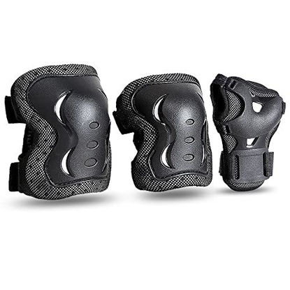 Picture of JBM Kids/Youth/Adult Knee Pad Elbow Pad Wrist Guard Protective Gear Set for Roller Skating Cycling BMX Bike Skateboard Inline Skating Scooter Riding Sports Black