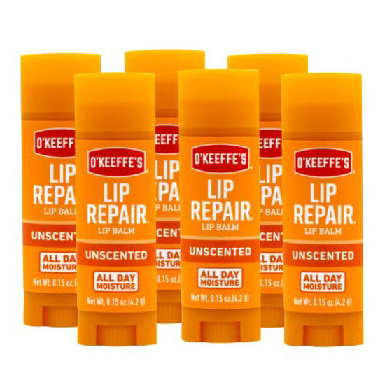 Picture of O'Keeffe's Unscented Lip Repair Lip Balm for Dry, Cracked Lips, Stick, (Pack of 6)