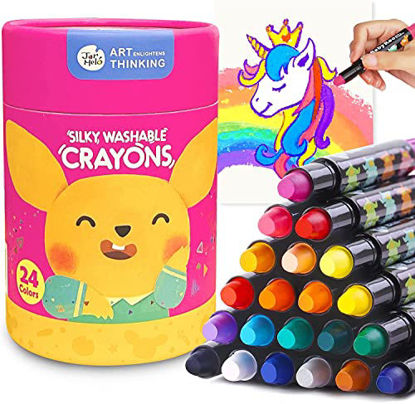 Picture of Jar Melo Jumbo Crayons for Toddlers, 24 Colors Twistable Crayons Non Toxic Washable Crayons, Easy to Hold Silky Large Crayons, Safe for Babies and Children, Gift for Boys and Girls Party Favors