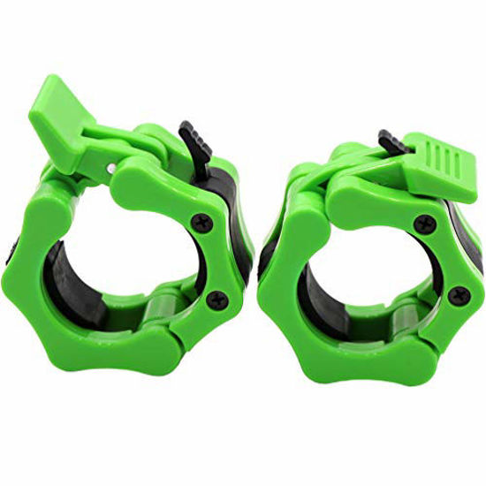 Picture of Greententljs Barbell Collars 2 Inch Quick Release Pair Locking 2" Pro Olympic Bar Clip Lock Barbell Clamp 45lbs Weights Plates Clips Workout for Weightlifting Fitness Training (Neon-Green)