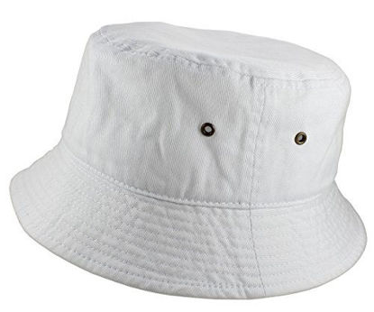 Picture of Gelante 100% Cotton Packable Fishing Hunting Summer Travel Bucket Cap Hat 1900-White-S/M