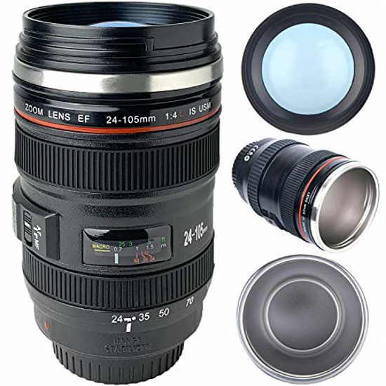 Picture of TMANGO Camera Lens Coffee Mug With Lid, Photo Coffee Cup, Stainless Steel Thermos Lens Mug Leak Proof For Photographer Lovers Present