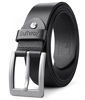 Picture of Buffway Minimalist 1.5" Full Grain Leather Belts for Men with Metal Buckle, Heavy Duty Mens Casual Belts in Gift Box- 38? Black