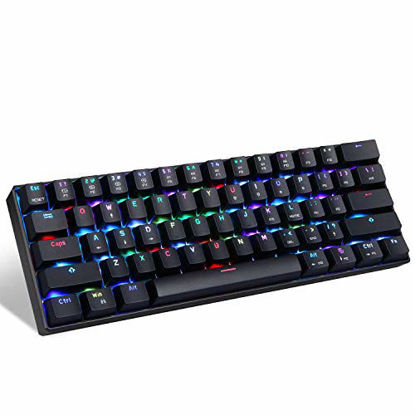 Picture of Motospeed 60% Mechanical Keyboard Portable 61 Keys RGB LED Backlit Type-C USB Wired Office/Gaming Keyboard for Mac, Android, Windows?Blue Switch?