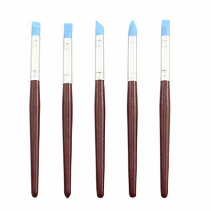 Picture of Tegg Clay Sculpting Tool 5PCS 5 Size Rubber Tip Silicon Brushes Pottery Clay Pen Shaping Carving Tools