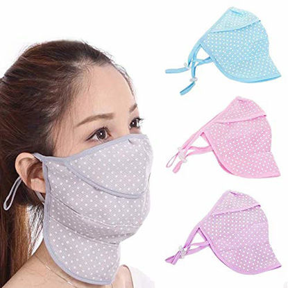 Picture of WSERE 4pcs Dustproof Breathable Earloop Reusable Washable Cotton Half Face Shield Cover for Women Men Outdoor Activities or Daily Use, 4 Colors Facial Protective Cover Neck Protection