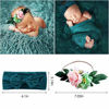 Picture of 4 Pcs Newborn Photography Props Outfits- Baby Dark Green Long Ripple Wrap and Toddler Swaddle Blankets Photography Mat with Cute Headbands for Infant Boys Girls(0-12 Months)