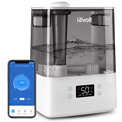 Picture of LEVOIT Humidifiers for Bedroom Large Room Home, Smart Wifi Alexa Control, 6L Top Fill Cool Mist for Baby and Plants, Ultrasonic, Essential Oil Diffuser, Customized Humidity, Night Light, Quiet, Gray