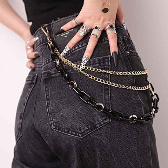 Bomine Hip Hop Jeans Pants Chain Punk Goth for Men Acrylic Link Wallet  Chain for Women Hipster Chunky Thick Wallet Pocket Keychains Belt Waist  Chains