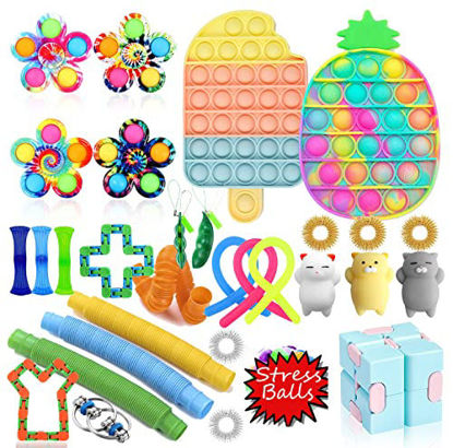 Picture of Fidget Toys Pack, Sensory Fidget Toys Cheap, Fidget Toy Set Figetget Toys Pack Fidget Box, Fidget Pack with Simple Fidgets in It, Gifts for Kids&Adults with Autism (30 Pcs Fidget Packs)