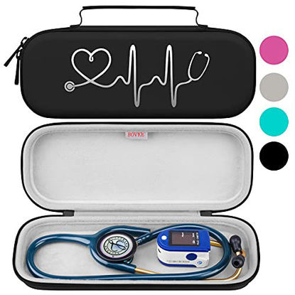 Picture of BOVKE Stethoscope Case, Lightweight Slim Stethoscope Holder Compatible with 3M Littmann Classic III, Lightweight II S.E, Littmann Cardiology IV, MDF Acoustica Deluxe Stethoscopes, Black