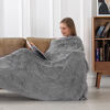 Picture of Decorative Extra Soft Faux Fur Throw Blanket 78"x90",Solid Lightweight Fuzzy Reversible Long Hair Shaggy Blanket,Fluffy Cozy Plush Mink Fleece Comfy Microfiber Blanket for Couch Sofa Bed, Grey